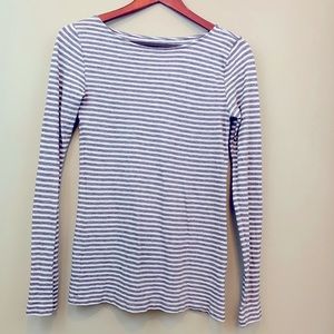 J Crew Blue and Grey Stripe Painters Tee